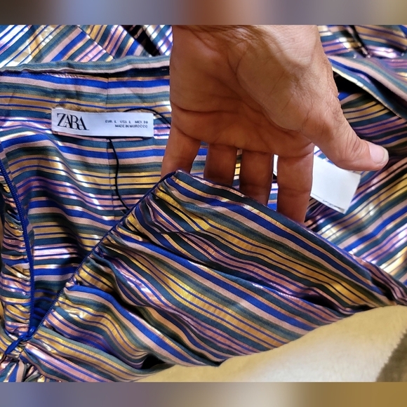 ZARA Limited Edition STRIPED MINI SKIRT Sz Large - Picture 5 of 9